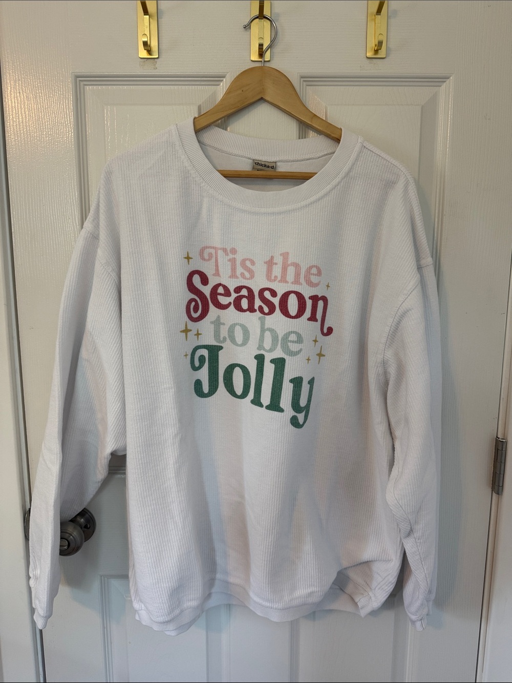 Holiday 'Tis the Season to Be Jolly Graphic Sweatshirt - White